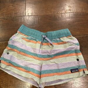 Patagonia Kids Striped Shorts - Teal, Orange, Lavender